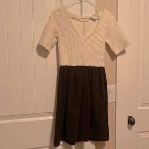 Ganni Vintage Cream and Black Textured V-neck dress